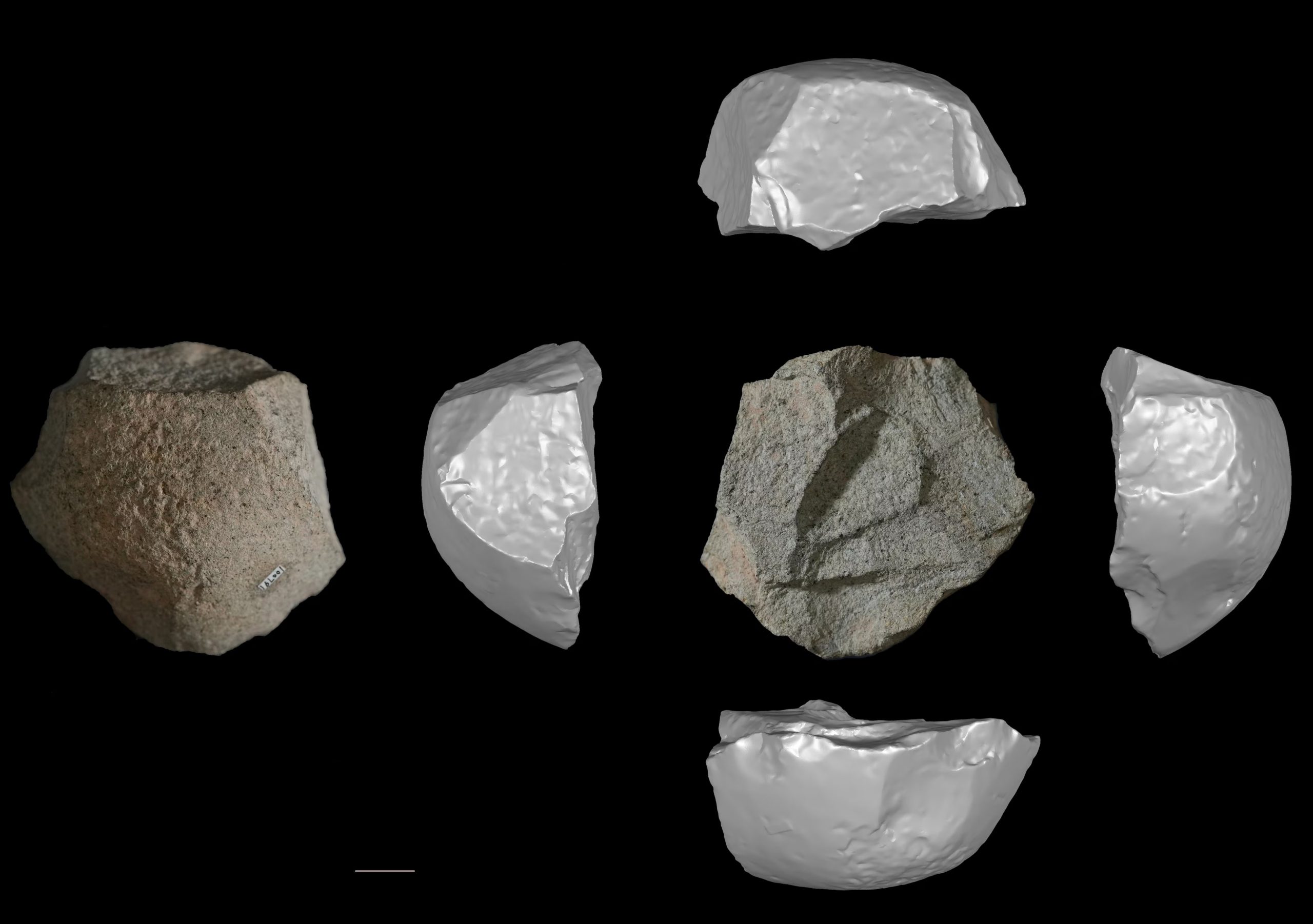 Núcleo de piedra de 146.000 años hallado en Lingjing, usado para fabricar herramientas de corte (Yuchao Zhao)