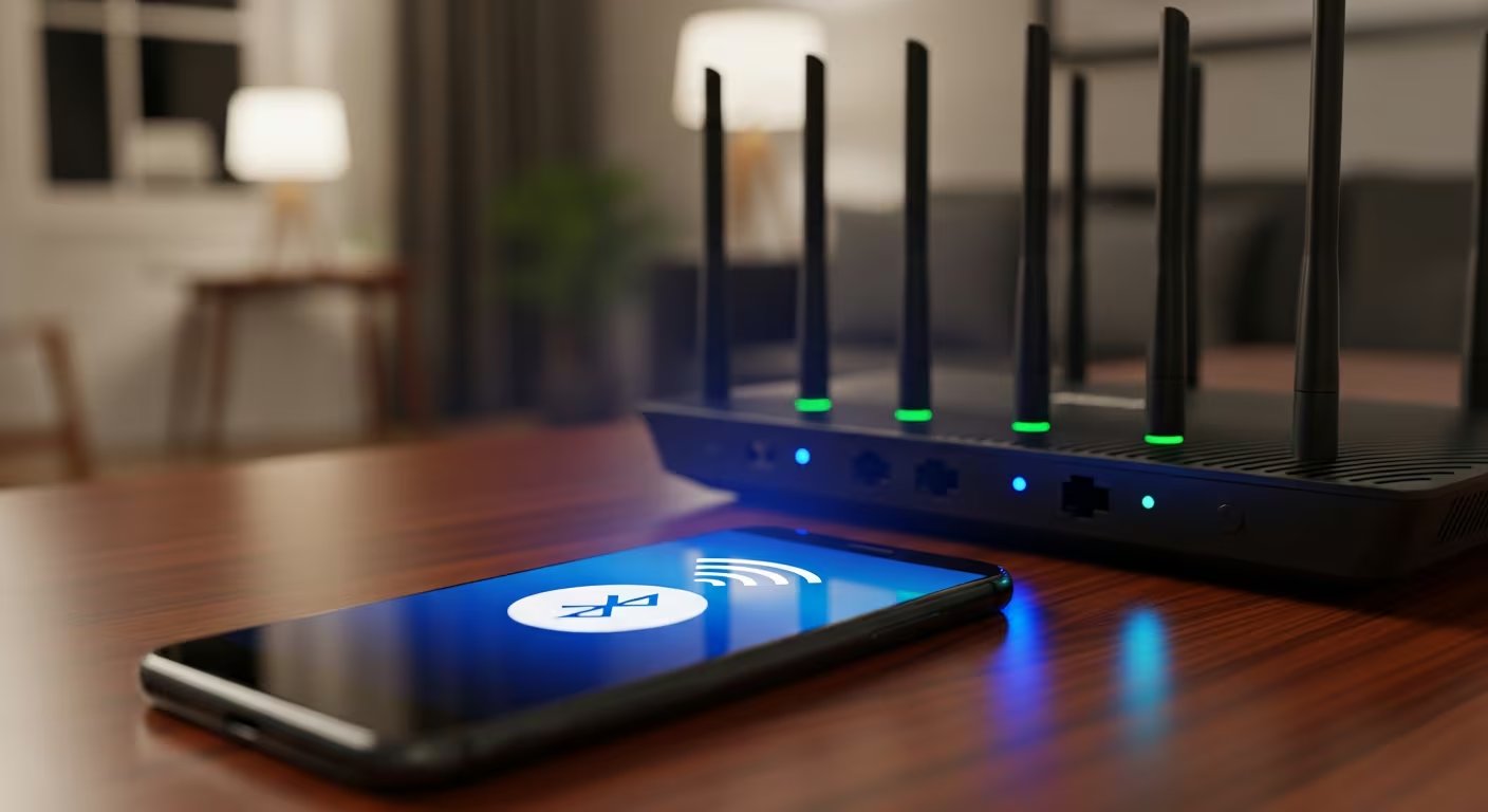 Un router WiFi al lado de un celular. (Imagen Ilustrativa Infobae)