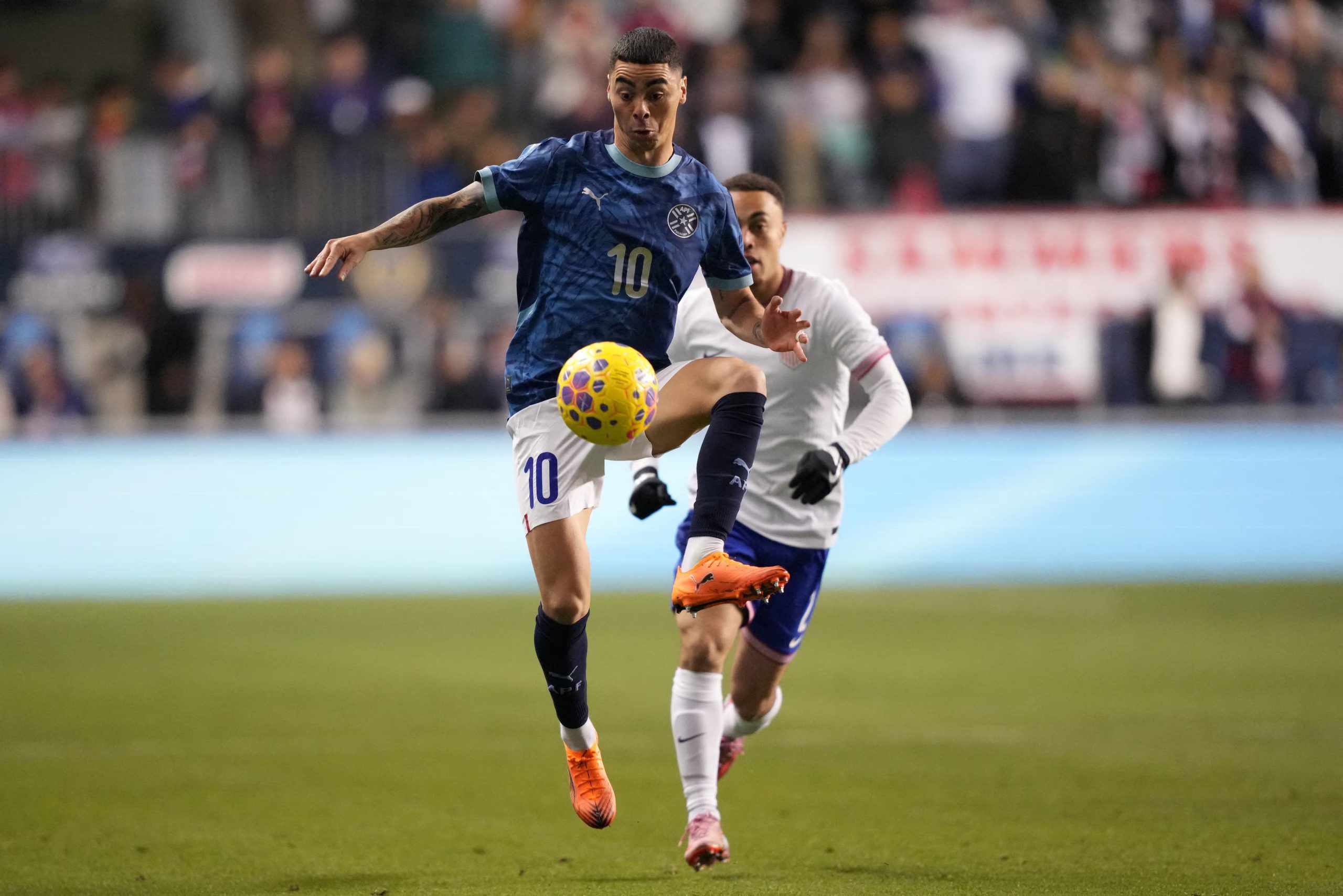 Miguel Almiron estuvo en el último partido que Paraguay jugó con Estados Unidos, aportando una asistencia para Alex Arce. - créditos: Kyle Ross-Imagn Images/File Photo