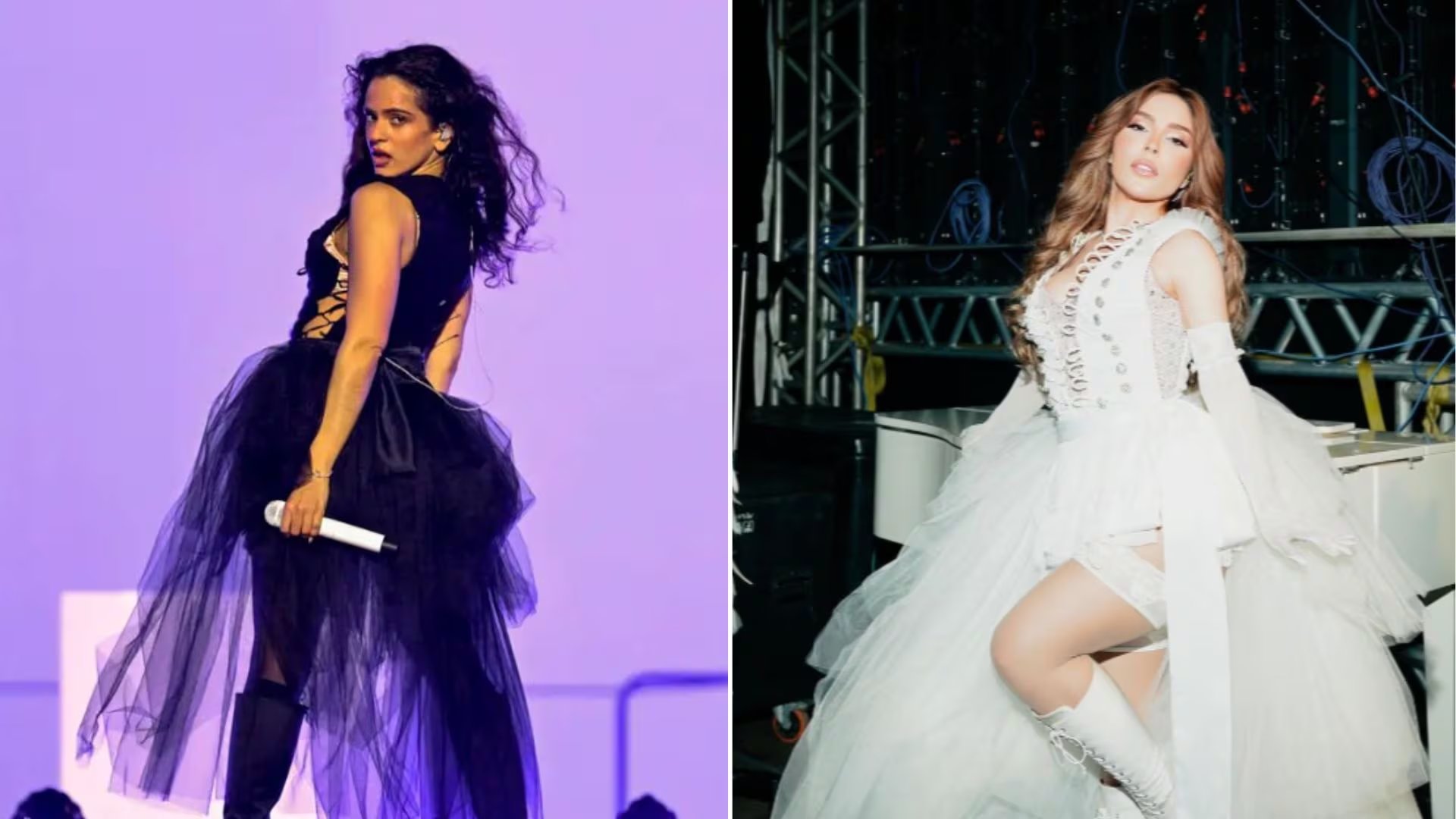 Rosalía y Manu Bahtidão, en sus conciertos. (Montaje realizado por Infobae)