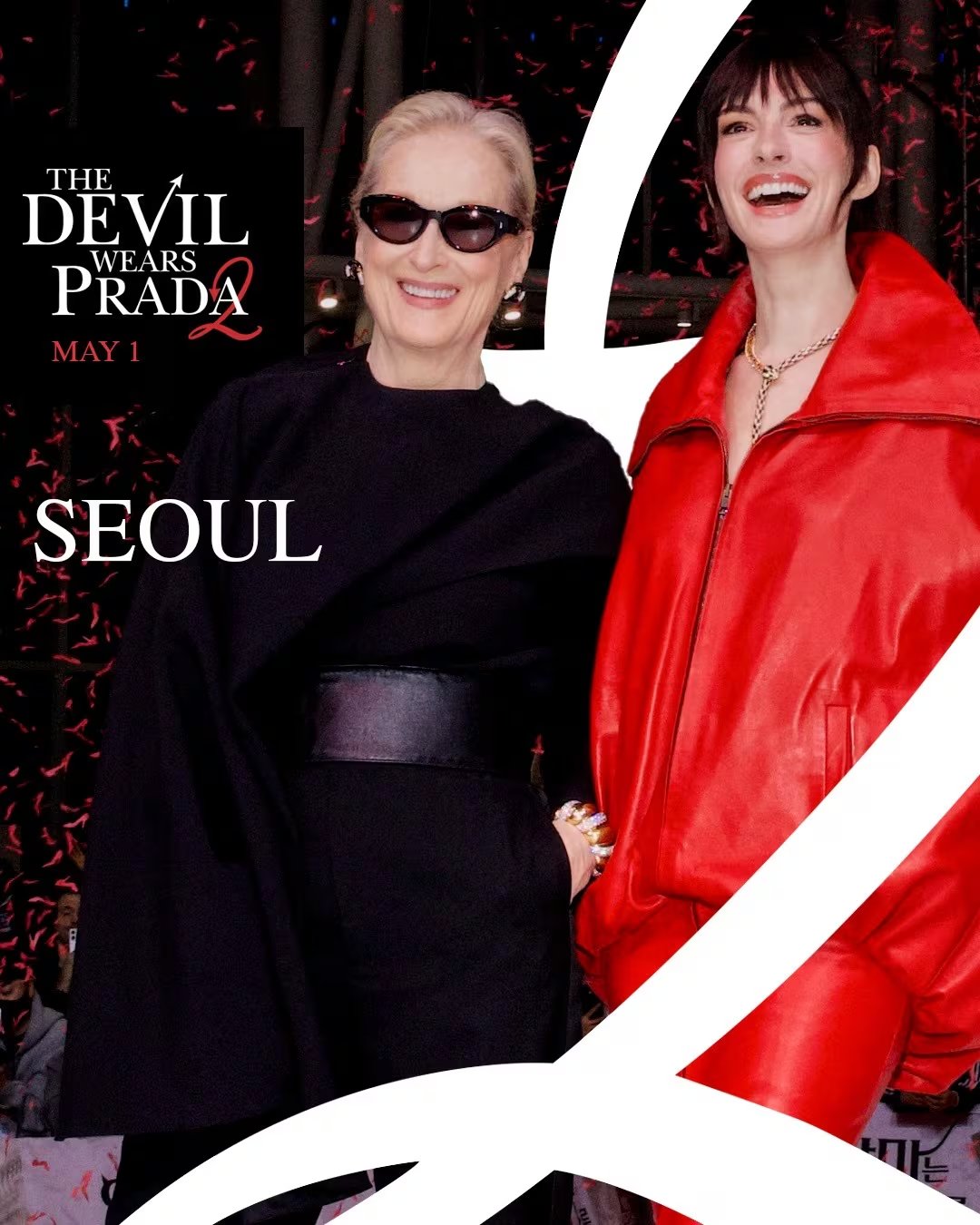 Anne Hathaway y Meryl Streep en Seúl, por el estreno de ‘El diablo viste a la moda 2′ (Créditos: 20th Century Fox)