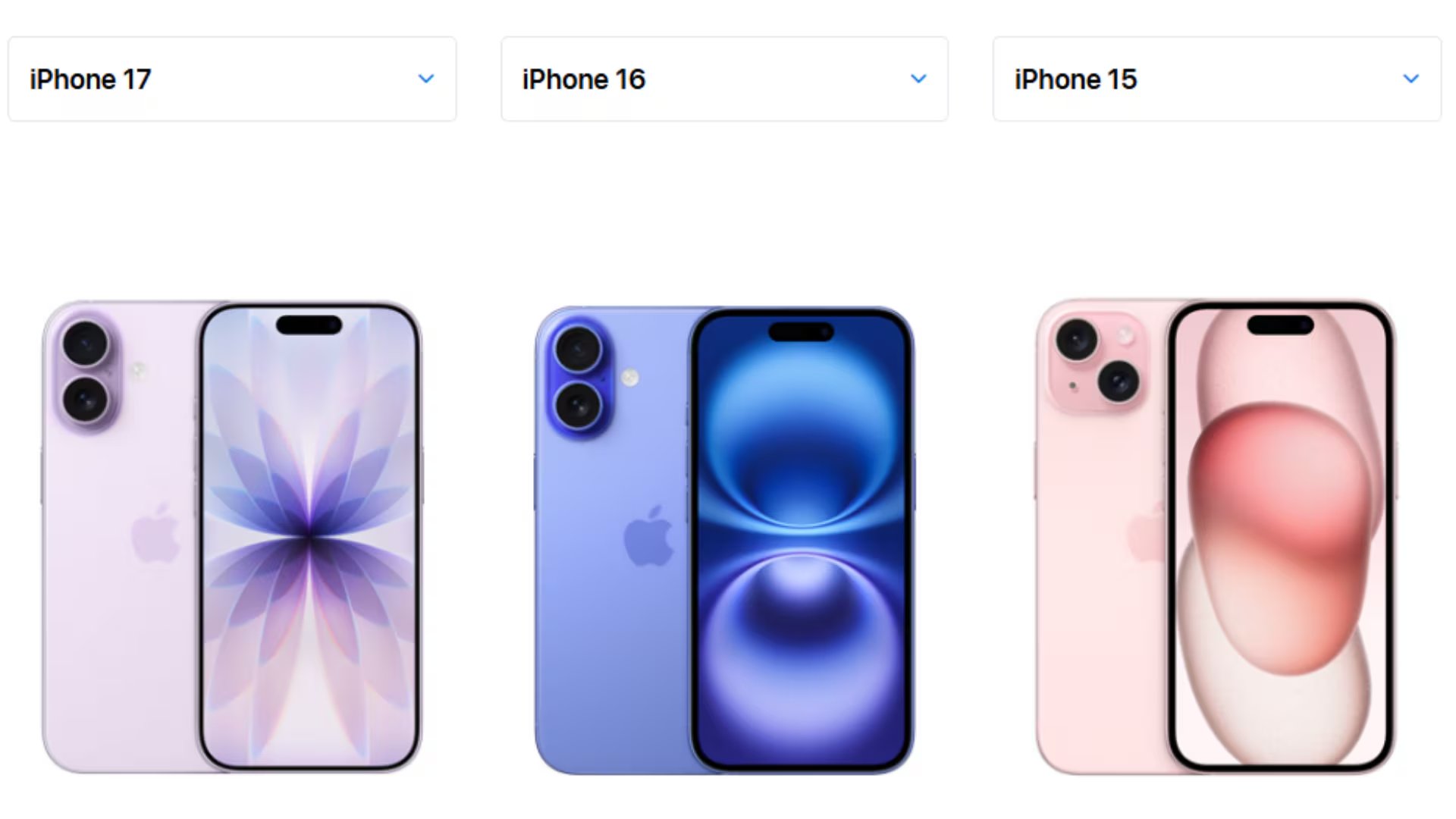 Frente al iPhone 15 y 16, que comienzan en 128 GB, la nueva base (17) apunta a usuarios con fotos, video y apps exigentes, reduciendo la necesidad de pagar por almacenamiento extra y marcando una diferencia práctica desde la configuración mínima - (Captura Apple)