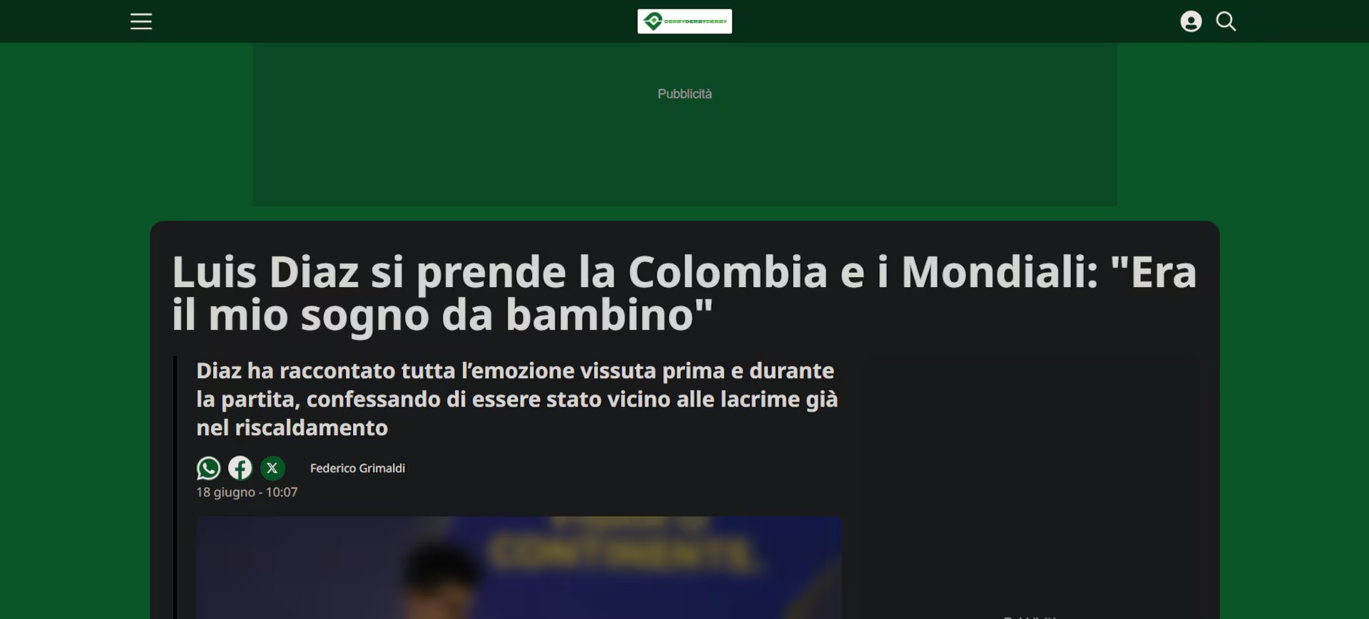 El diario deportivo más importante de Italia destacó las declaraciones de Luis Díaz-crédito La Gazzetta dello Sport
