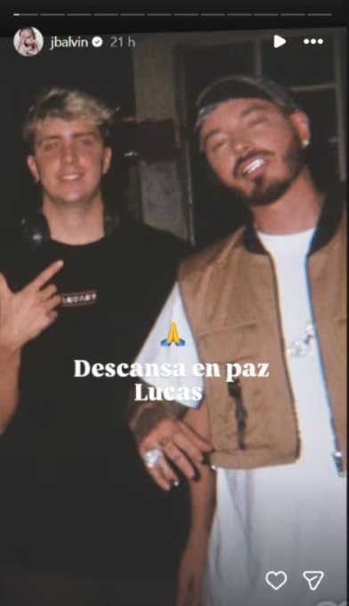 El mensaje de J Balvin tras la muerte de Lucas Vignale en accidente aéreo en Brasil - crédito @jbalvin / Instagram