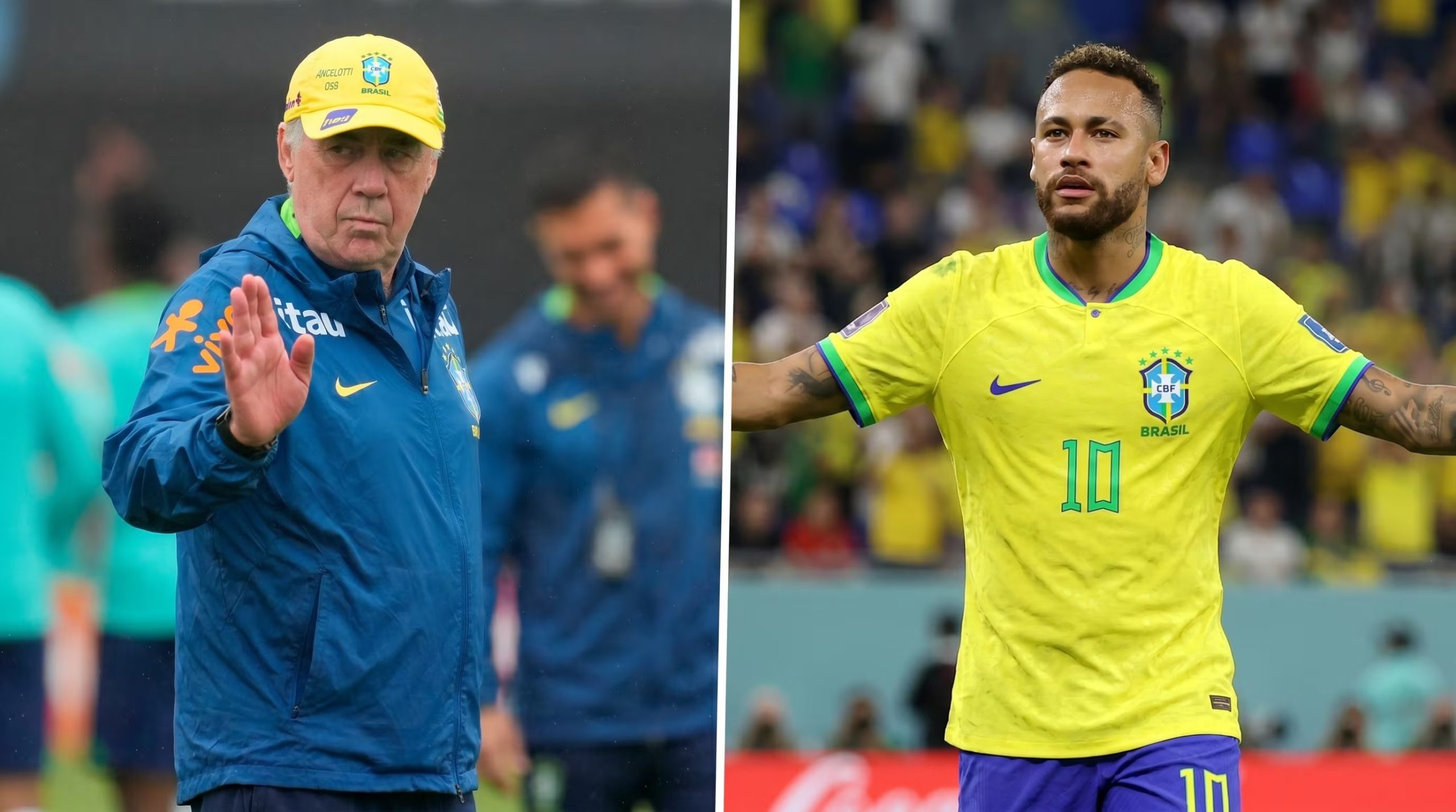 El entrenador Carlo Ancelotti y el delantero Neymar Jr. compartirán el plantel de Brasil en el Mundial (Imagen Ilustrativa Infobae)