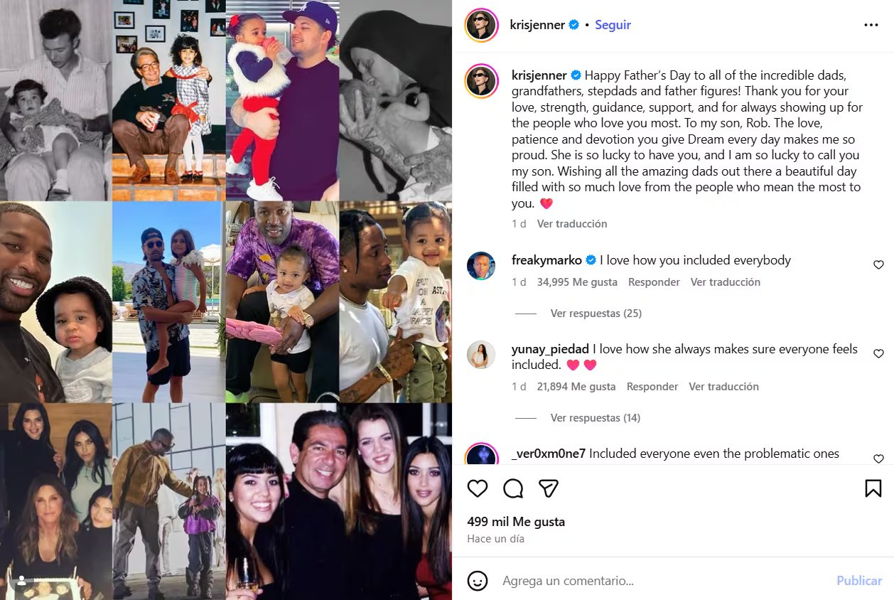 Kris Jenner incluyó a Kanye West en su montaje del Día del Padre. El rapero es padre de cuatro hijos con Kim Kardashian: North, Chicago, Saint y Psalm (Instagram)