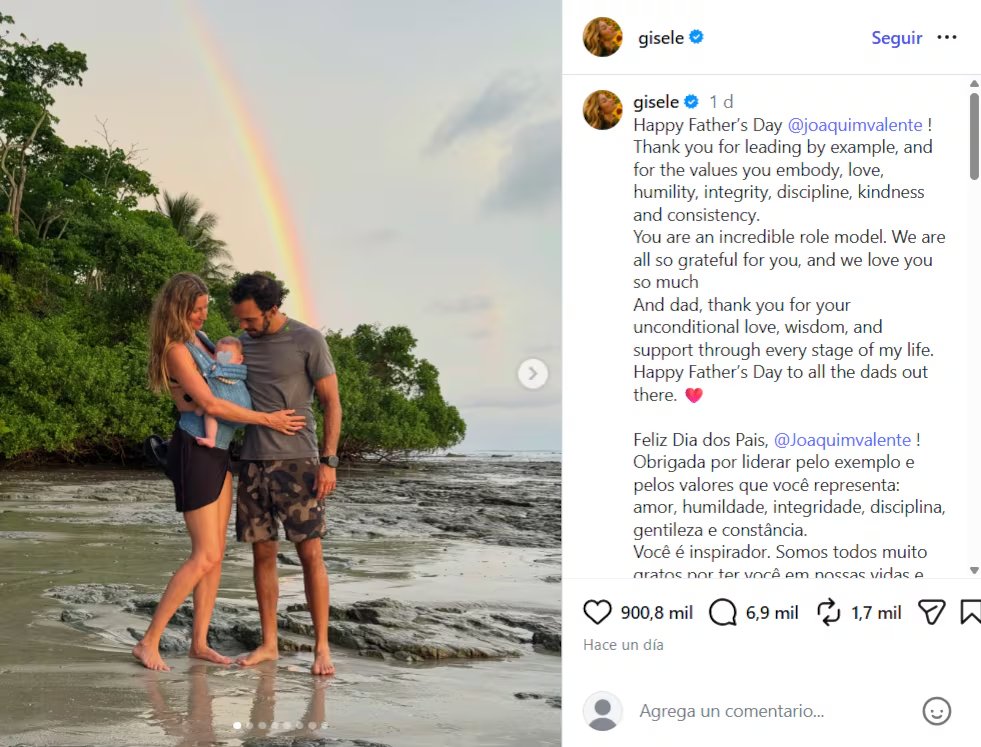 Gisele Bündchen compartió fotografías de su esposo, el instructor de jiu-jitsu Joaquim Valente, junto a su hijo en común y a los hijos que la modelo tuvo con Tom Brady (Instagram)