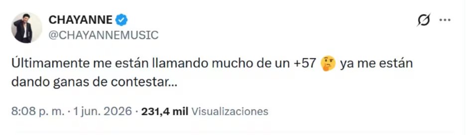 El cantante Chayanne insinuó en sus redes sociales que ha recibido muchas llamadas desde Colombia, lo que despertó entusiasmo entre sus seguidores por un posible anuncio relacionado con el país - crédito @CHAYANNEMUSIC/ X