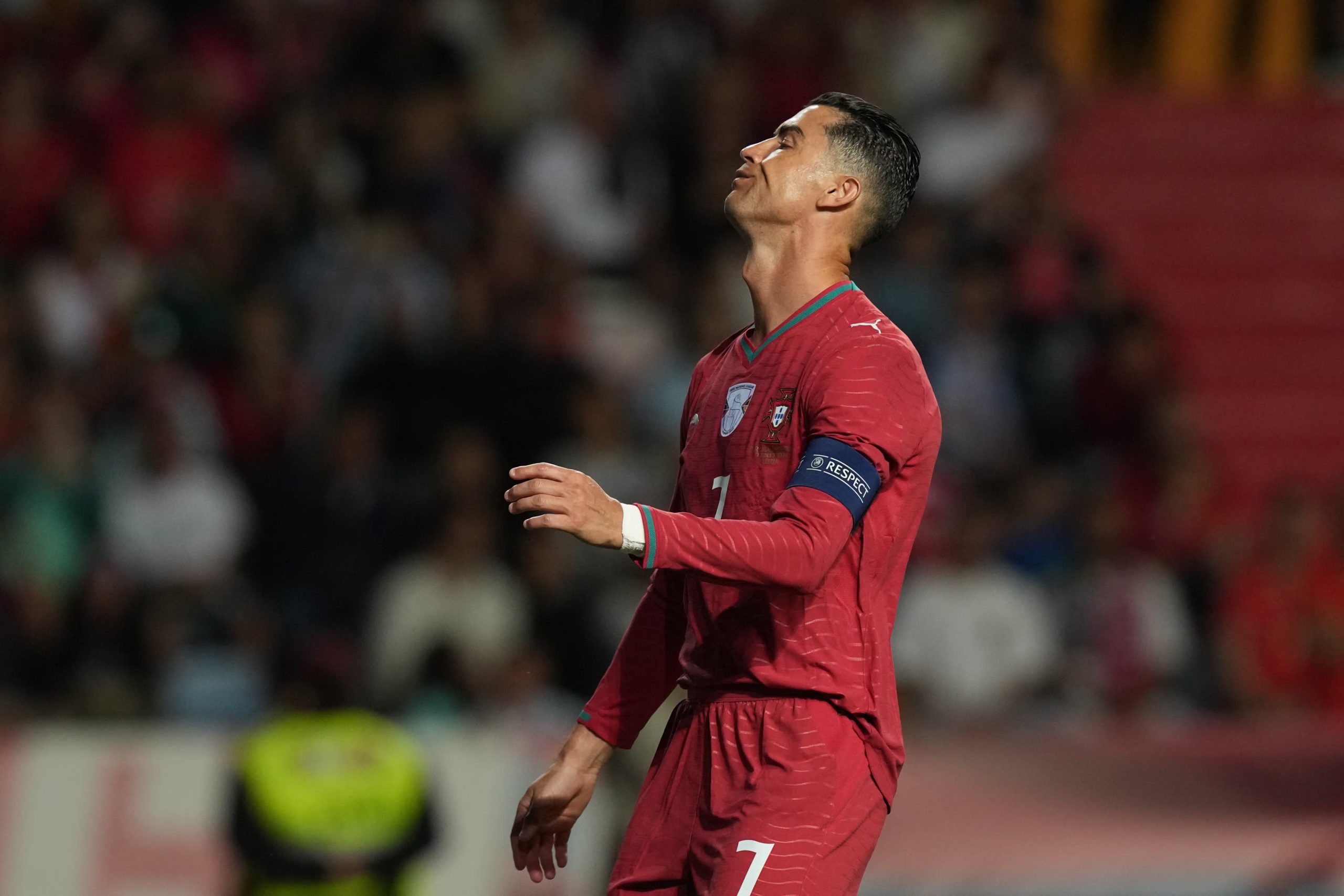 El portugués Cristiano Ronaldo durante el partido amistoso entre las selecciones de Portugal y Nigeria, el miércoles 10 de junio de 2026, en Leiria, Portugal-crédito Armando Franca/AP Foto