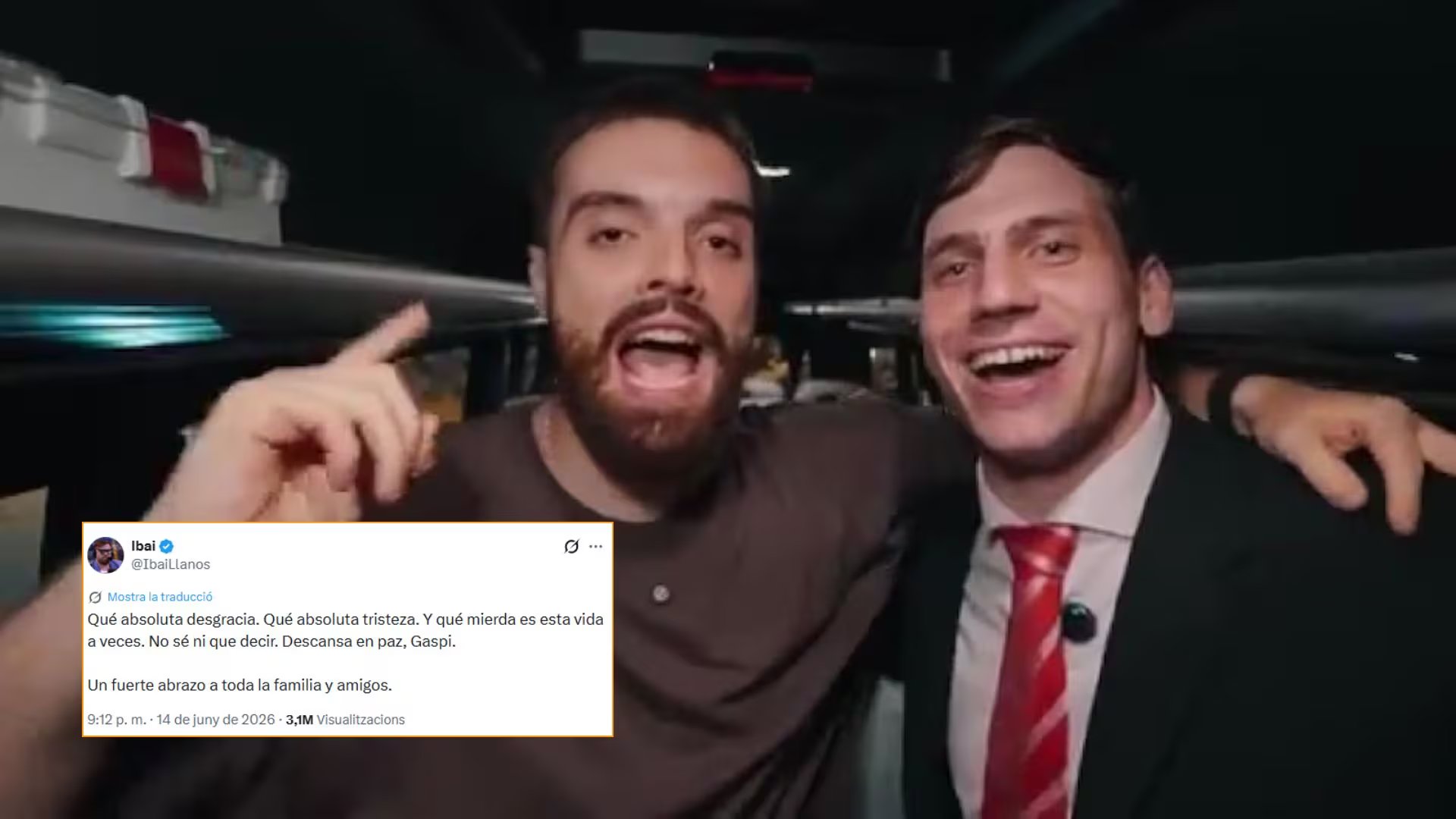 Los 'streamers' Ibai Llanos y Gaspi y la reacción del español en X a la muerte del argentino. / Youtube, montaje de Infobae