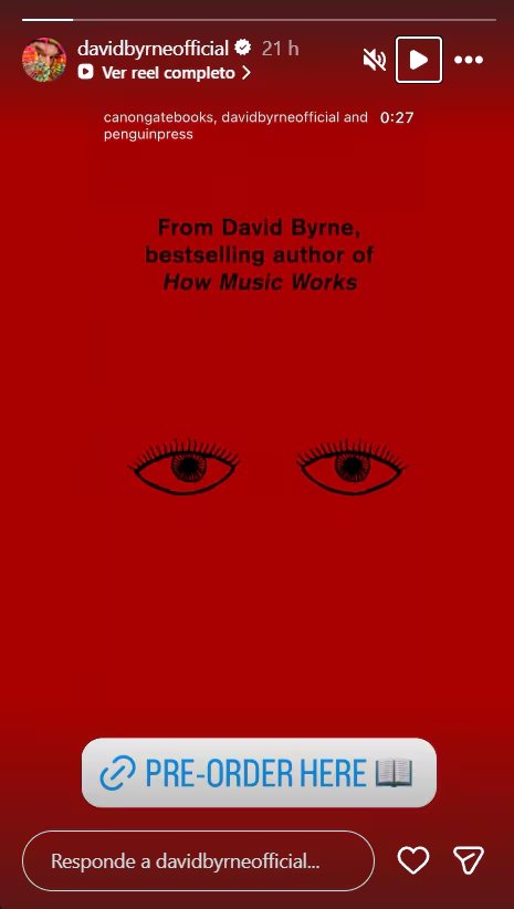 Un post de David Byrne en redes sociales anuncia su próxima publicación, siguiendo el éxito de su libro 'How Music Works' y la alta demanda para sus conciertos en México. (Instagram: David Byrne)