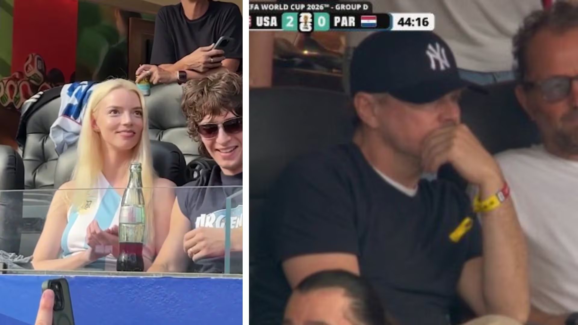Anya Taylor Joy y Leonardo DiCaprio también asistieron al partido (Captura de video/Redes sociales