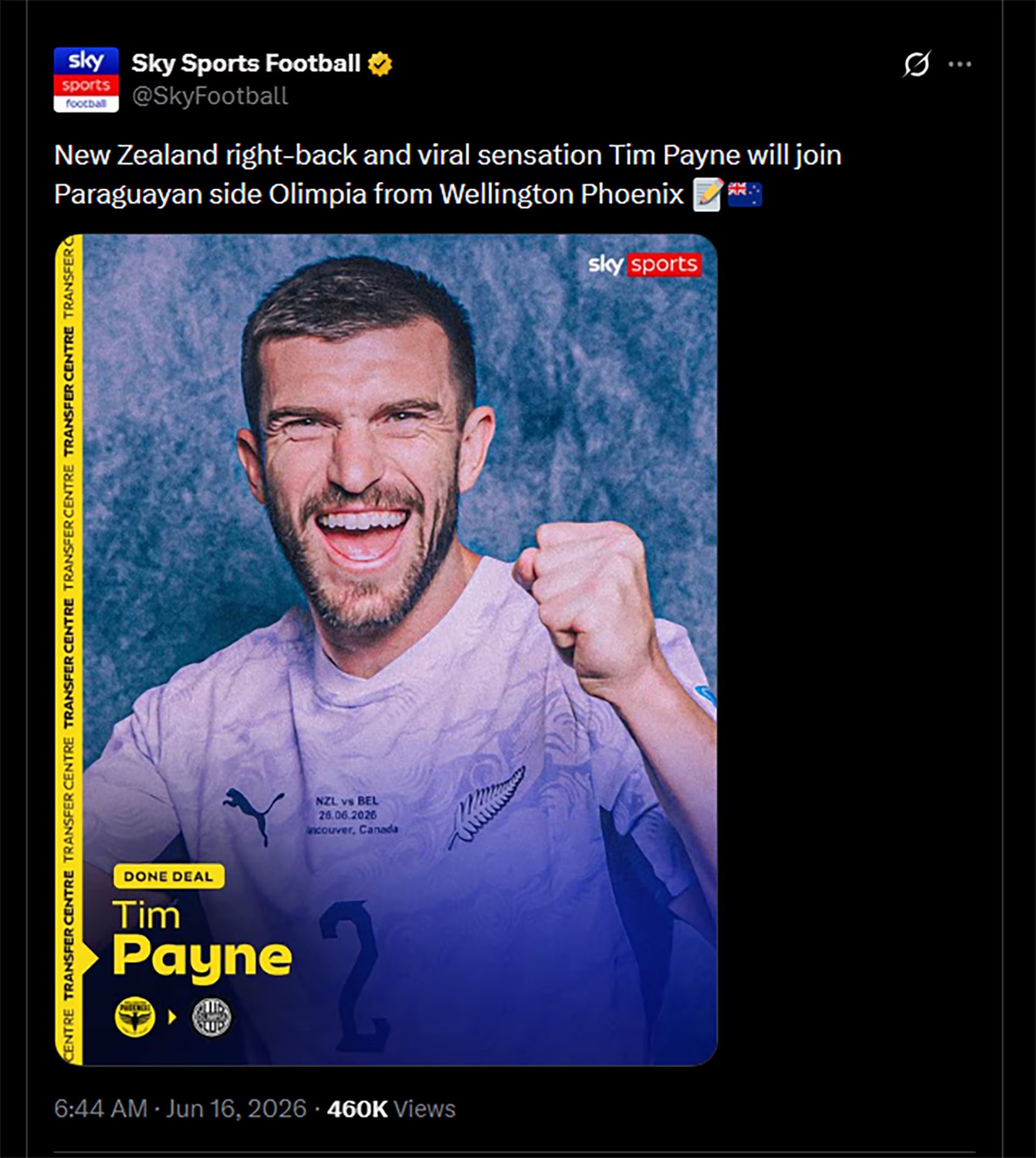 La publicación de Sky Sports 