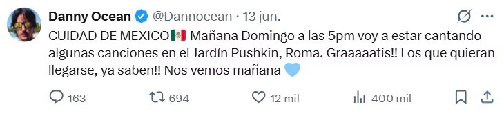 La presentación improvisada en la colonia Roma Norte desborda la capacidad del parque tras un anuncio hecho el sábado en redes sociales, cuando el artista venezolano promete interpretar “algunas canciones” sin costo