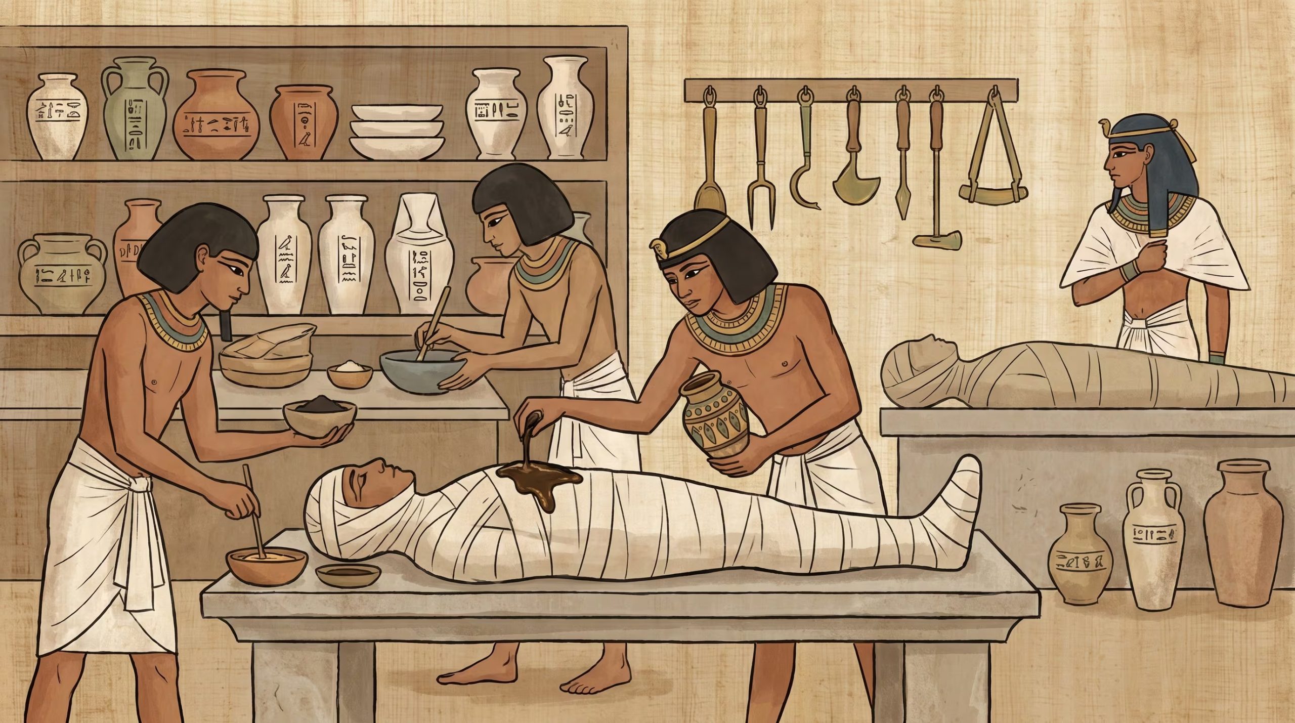 La investigación concluyó que el embalsamamiento aplicaba mezclas distintas para el cabello, la mandíbula y otras áreas del cuerpo, adaptadas a cada individuo (Imagen Ilustrativa Infobae)