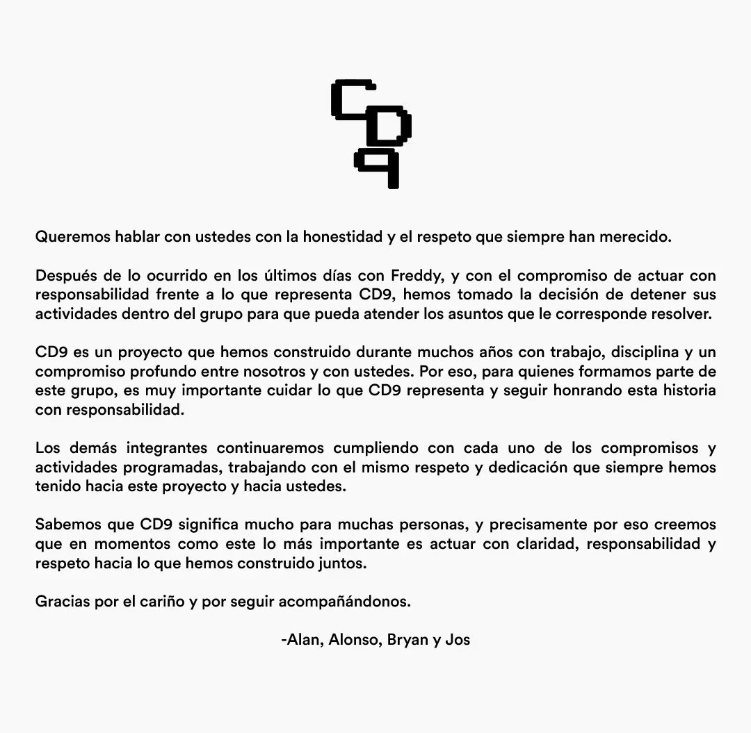 Comunicado de CD9 en redes sociales. (@CD9)