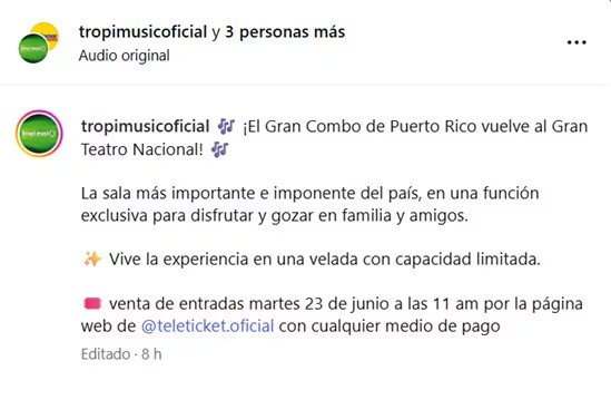 Pie de foto: La preventa por Teleticket será del 23 al 26 de junio con 20% de descuento, según el anuncio oficial.