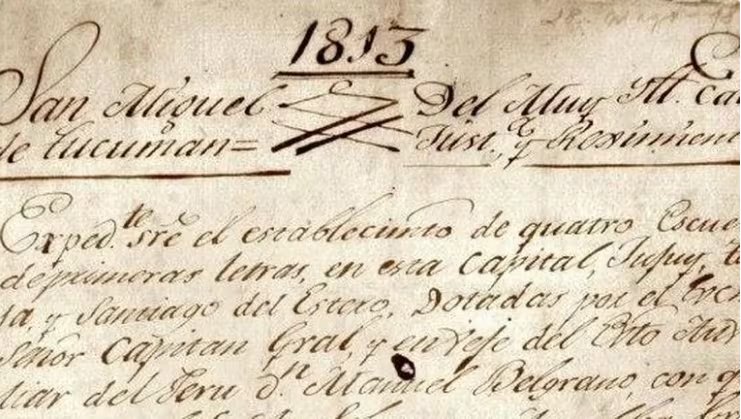 De puño y letra. Primera página del reglamento redactado por el creador de la bandera para el funcionamiento de las escuelas que había proyectado levantar con el premio obtenido por sus victorias en Tucumán y Salta