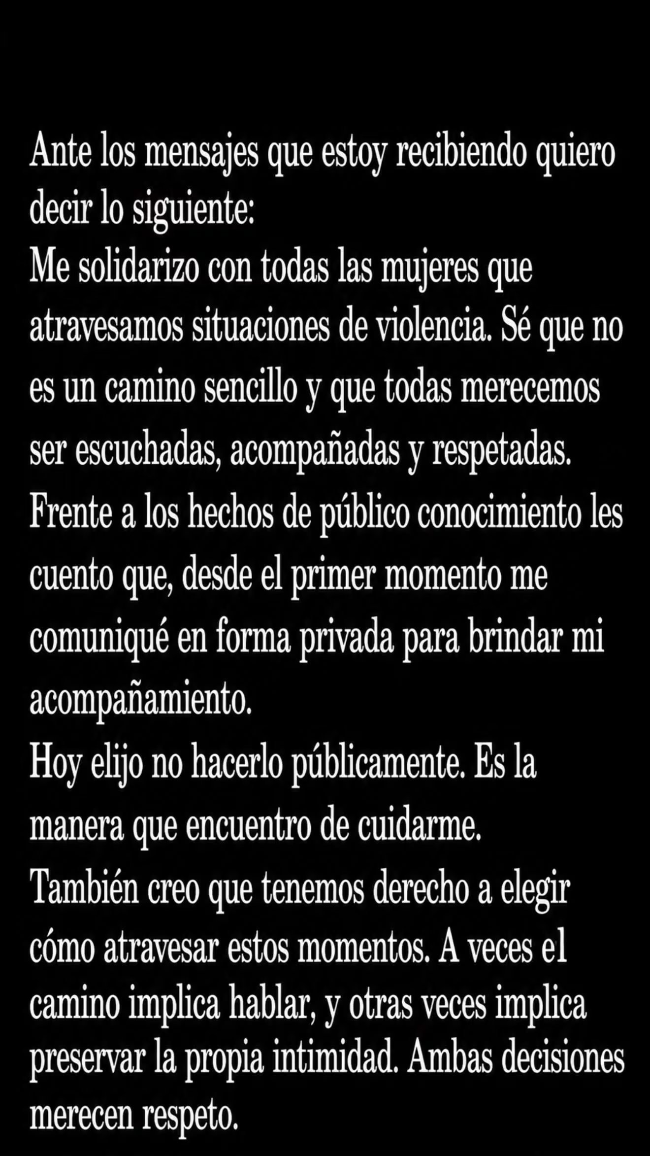 El mensaje que publicó Gloria en sus redes sociales