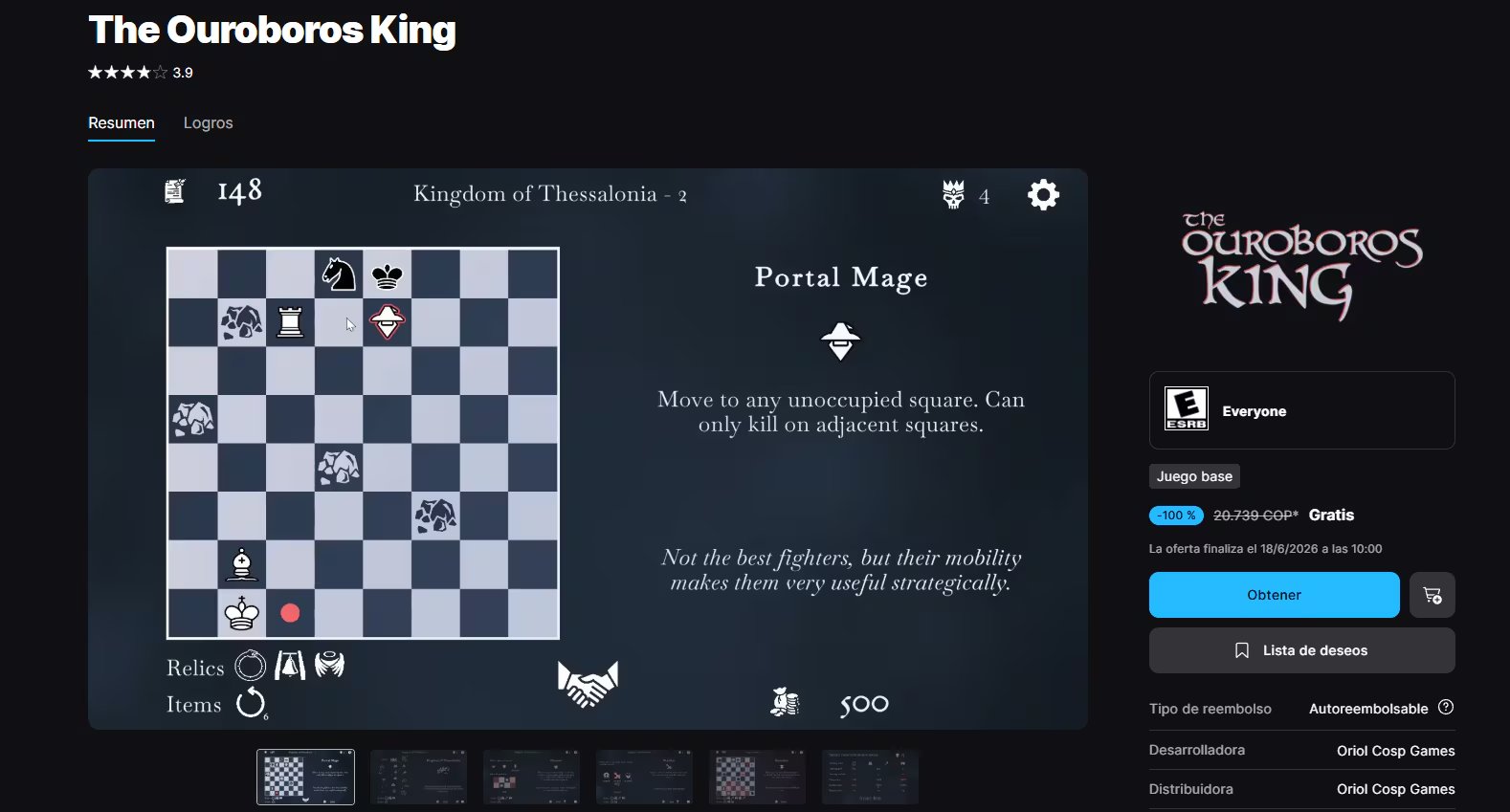 The Ouroboros King mezcla el ajedrez tradicional con el formato roguelike. (Epic Games)