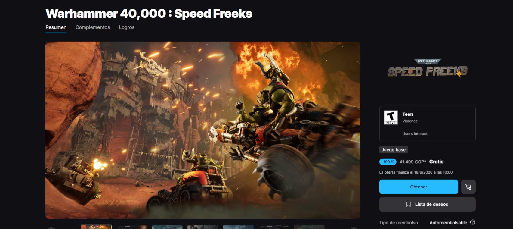 Warhammer 40,000: Speed Freeks es un juego de combate con vehículos en el universo de Warhammer. (Epic Games)