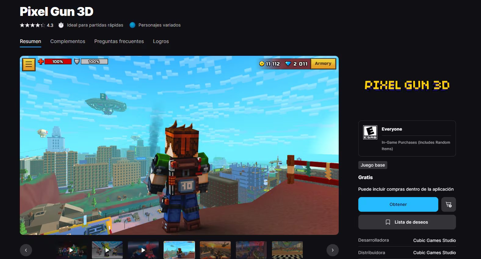 Pixel Gun 3D es un videojuego de la galería gratuita permanente de Epic. (Epic Games)
