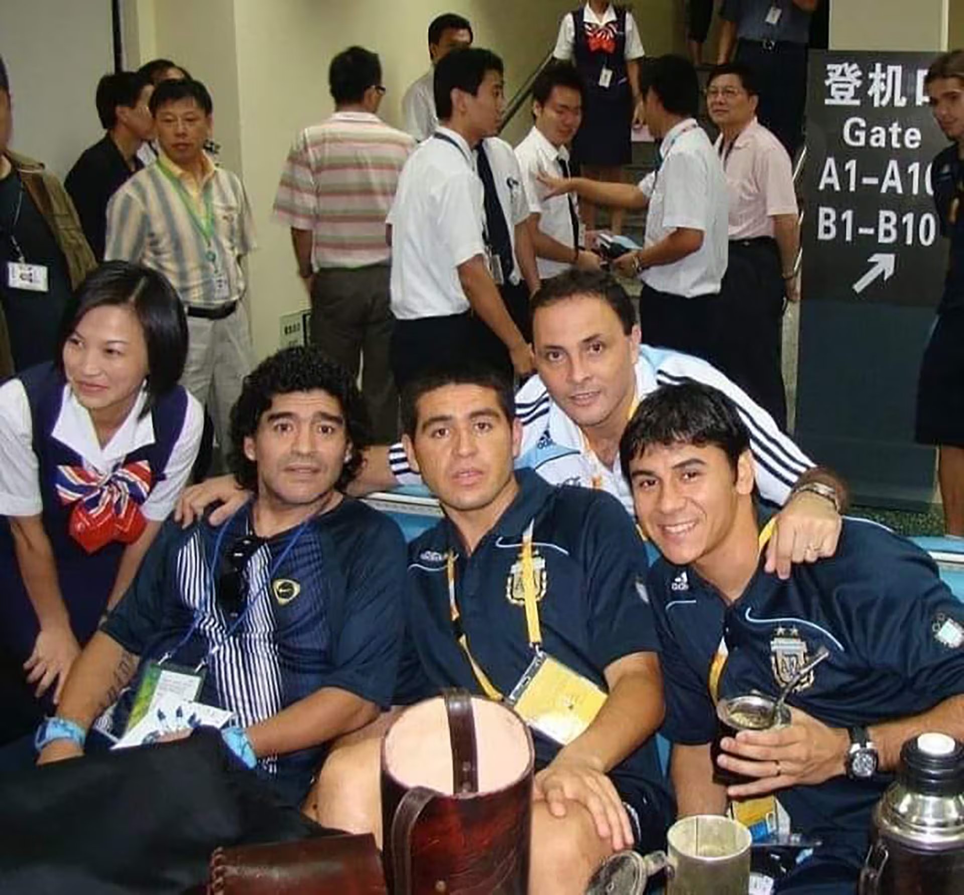 Martínez junto a Mardona, Riquelme y Ustari durante los Juegos Olímpicos de Beijing 2008