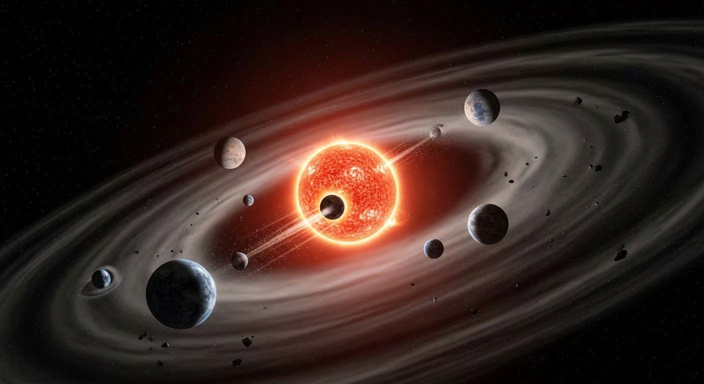 El proceso de engullimiento, cuando una estrella absorbe uno de sus propios planetas, ayuda a explicar la anomalía química de TOI-5882 (Imagen Ilustrativa Infobae)