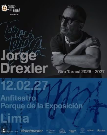 El reconocido cantautor uruguayo Jorge Drexler anuncia su concierto en Lima el 12 de febrero de 2027 en el Anfiteatro del Parque de la Exposición.