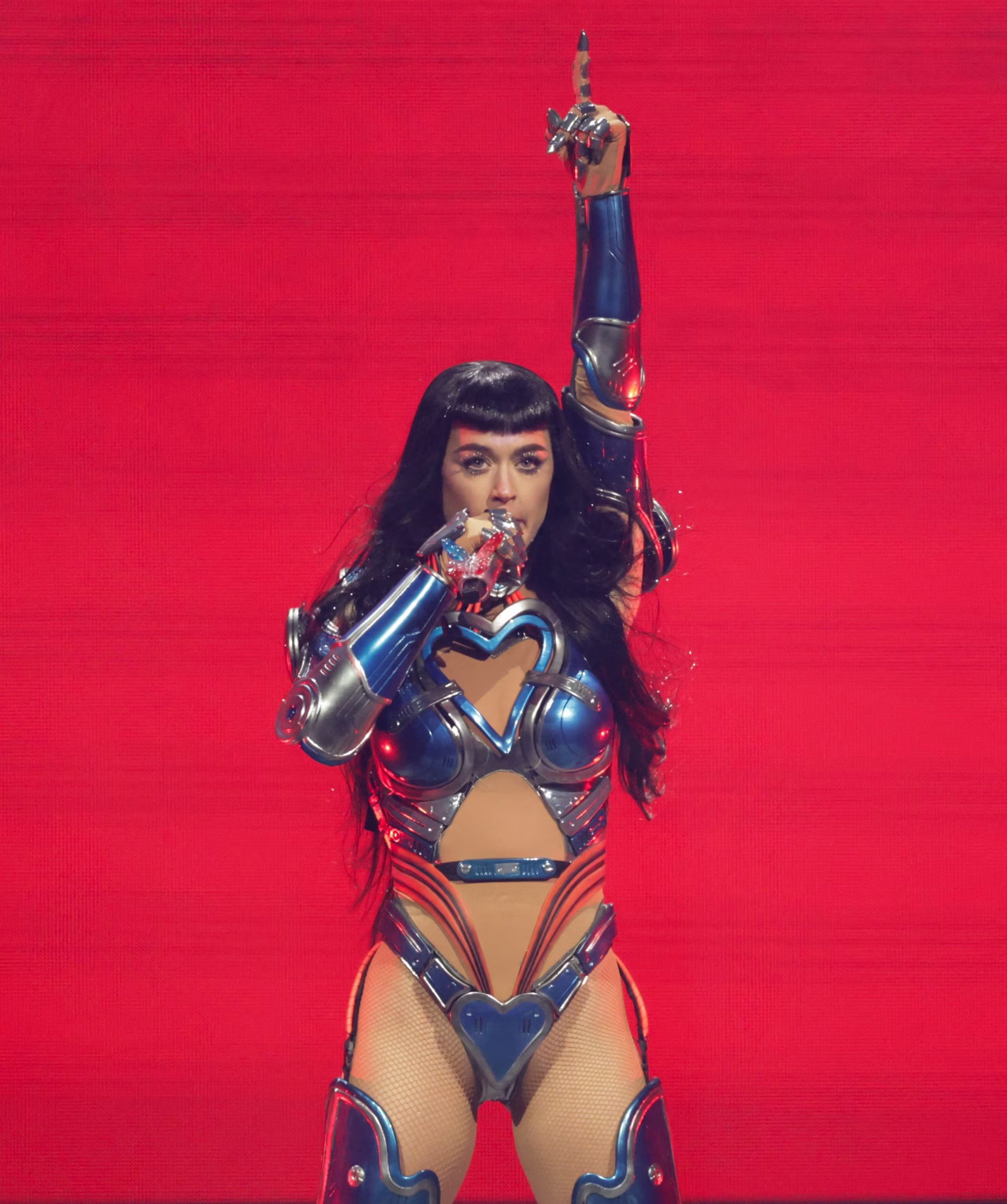 El show de Katy Perry en O Son do Camiño combinó pantallas interactivas, bailarines y efectos visuales en una producción enteramente en blanco (REUTERS/Mario Anzuoni)