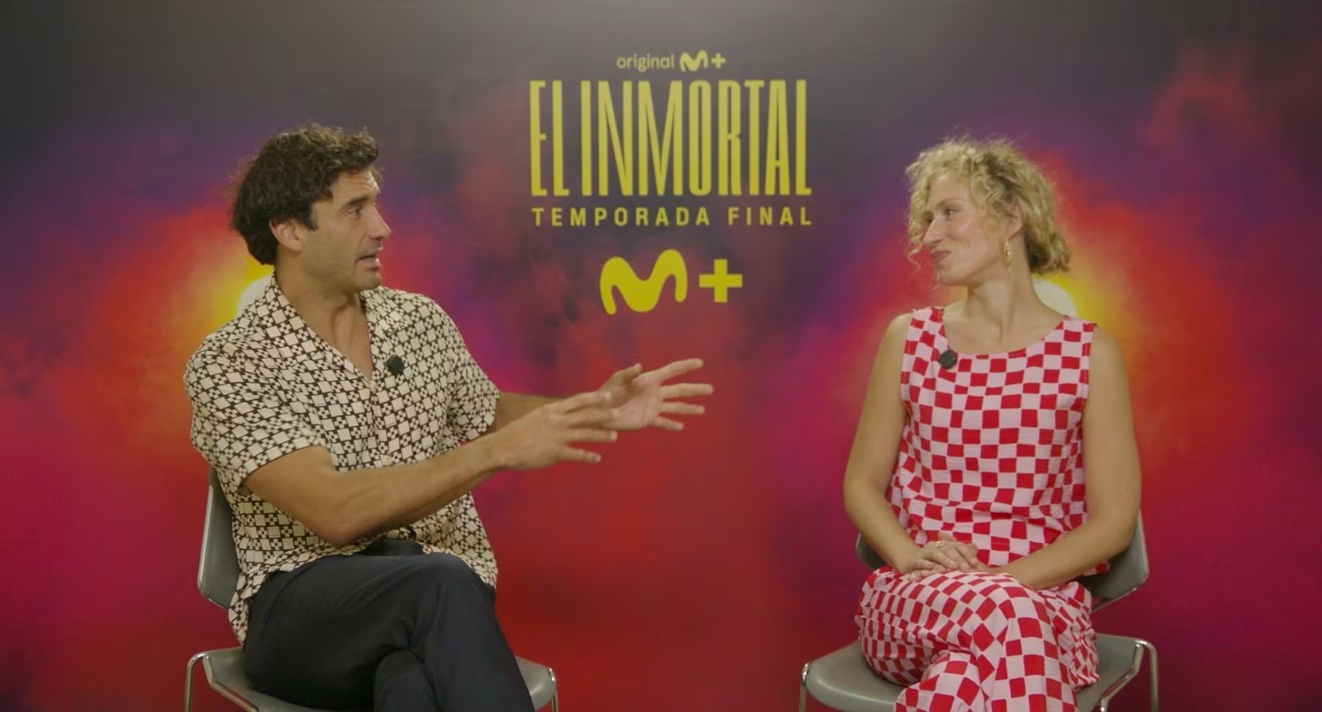 Alejandro García y Teresa Riott durante la entrevista de 'El Inmortal' (Movistar Plus+)