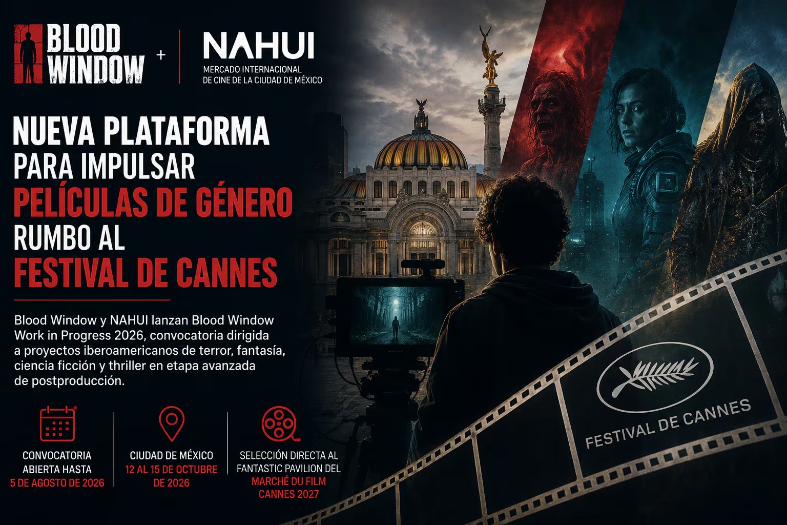 La alianza entre Blood Window y NAHUI busca fortalecer la producción y proyección internacional del cine fantástico iberoamericano, ofreciendo a nuevos proyectos de terror, fantasía, ciencia ficción y thriller una ruta hacia mercados globales como el Festival de Cannes