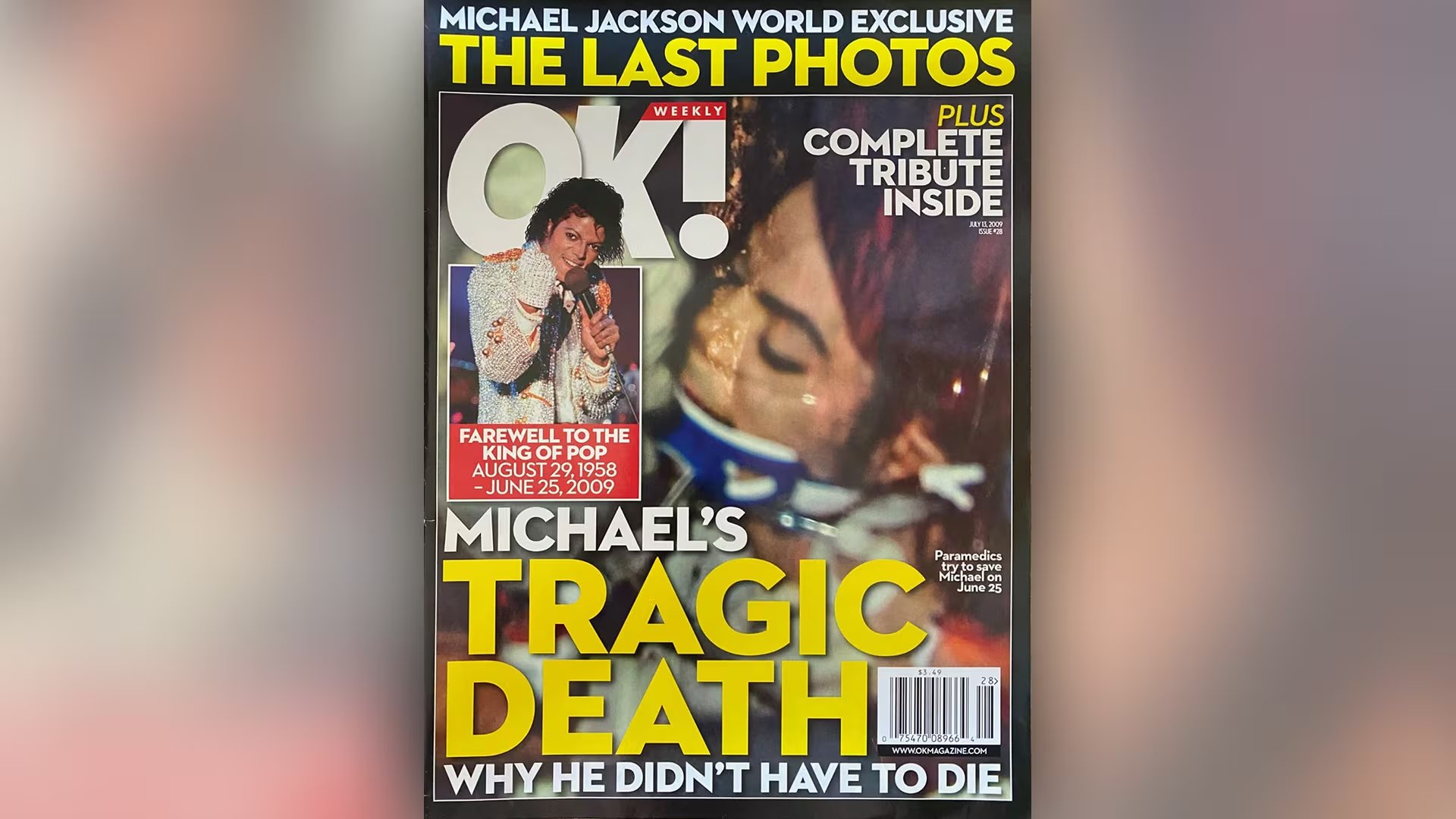 La revista Ok! compró la última foto de Michael Jackson dentro de la ambulancia, por la que pagó 500 mil dólares