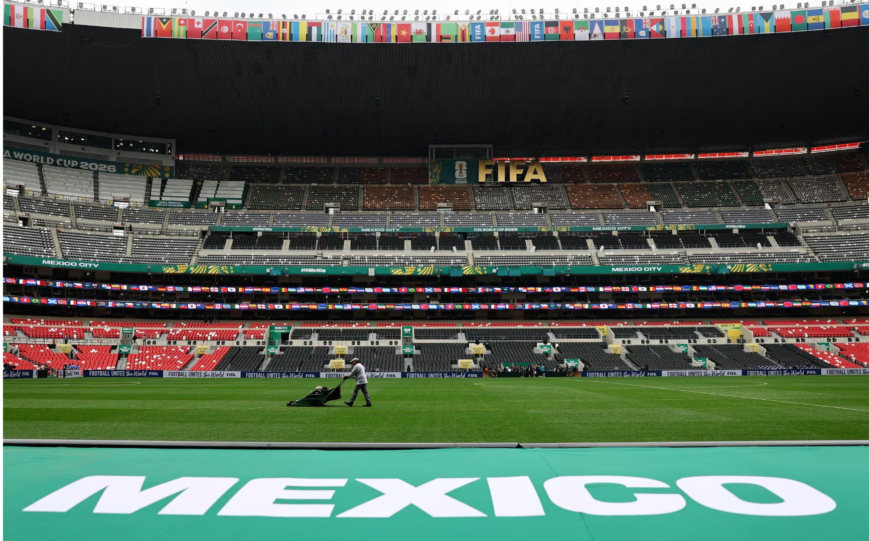 El Estadio Azteca en la previa de los shows. Allí se jugará el primer partido del Mundial 2026