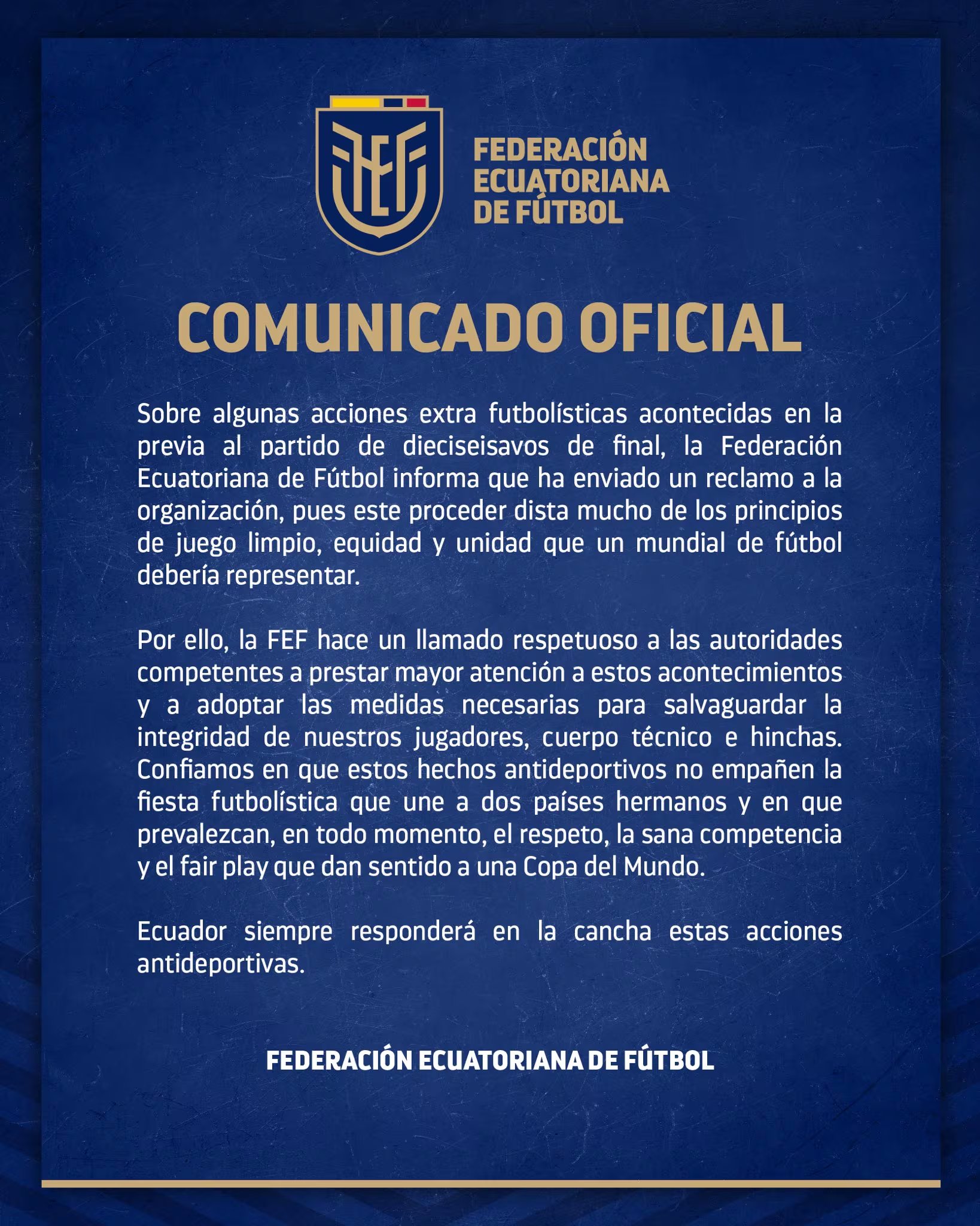 El comunicado de la FEF