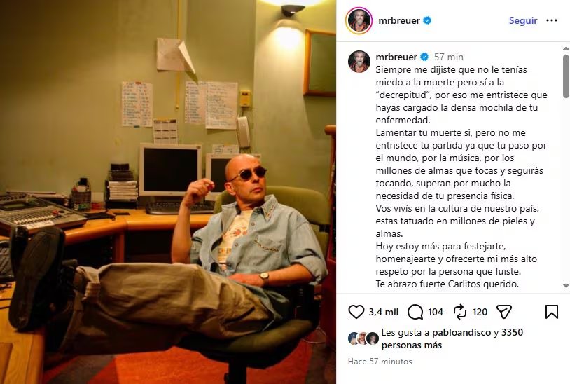 La despedida del ingeniero de sonido de Los Redondos, Mario Breuer