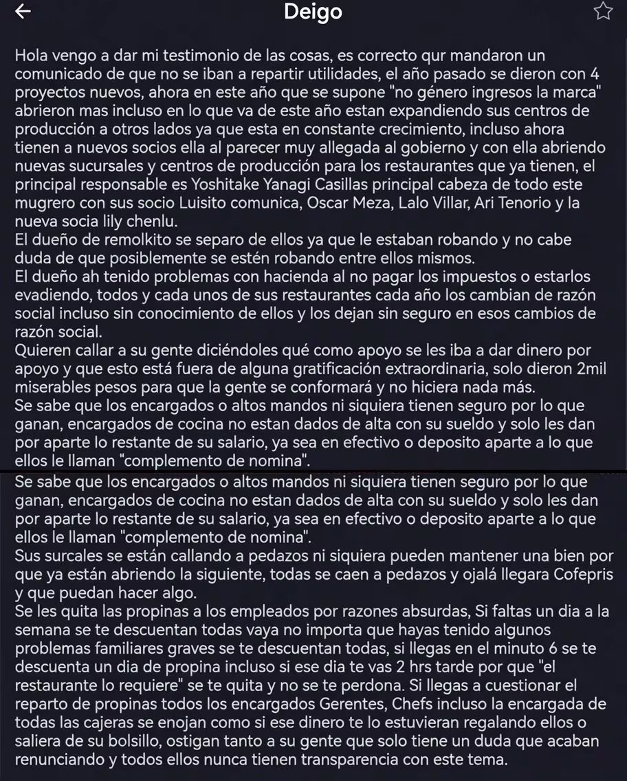 Un testimonio anónimo detalla presuntas irregularidades fiscales y laborales, incluyendo robo de propinas y falta de seguridad social, en las empresas asociadas con Luisito Comunica y sus socios. (X)