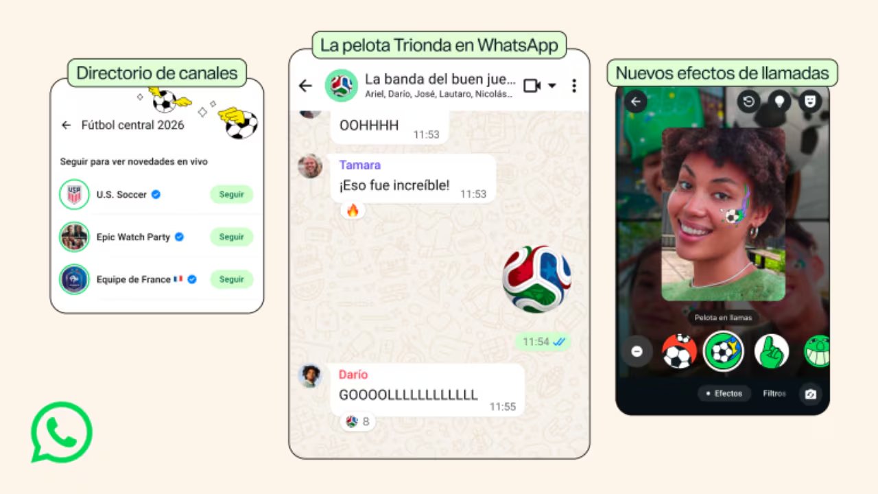 WhatsApp transformó el emoji del balón de fútbol en el diseño oficial del balón Trionda del Mundial 2026 hasta la final del 19 de julio.