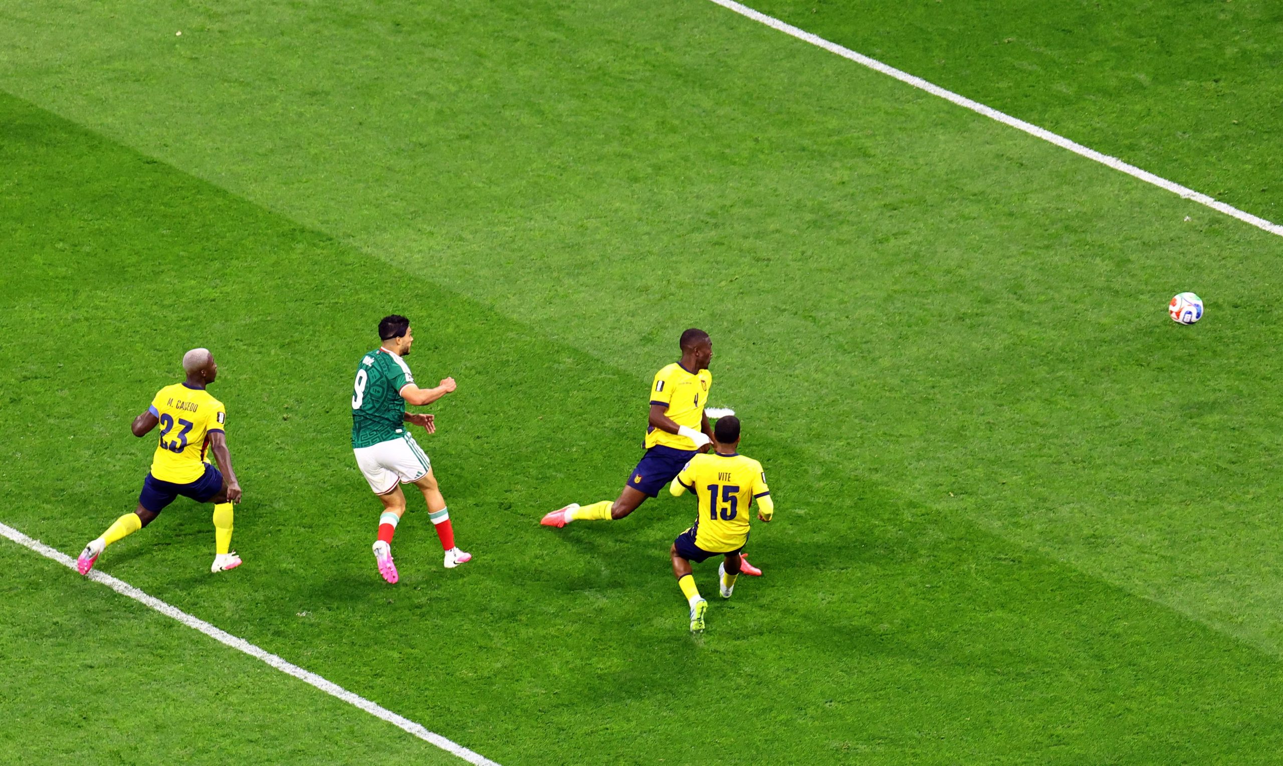 Soccer Football - FIFA World Cup 2026 - Round of 32 - Mexico v Ecuador - Estadio Azteca, Mexico City, Mexico - June 30, 2026 Mexico's Raul Jimenez scores their second goal REUTERS/Henry Romero