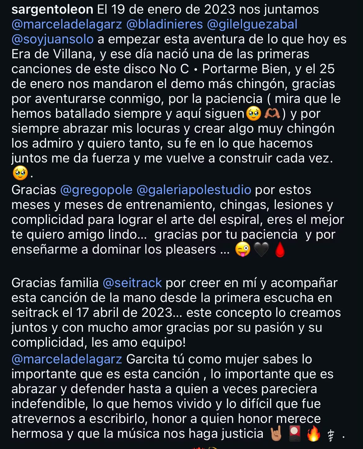 María León agrega que el 25 de enero de 2023 reciben el demo inicial del tema y comparte capturas para respaldar la cronología de su proceso creativo. - (Instagram)