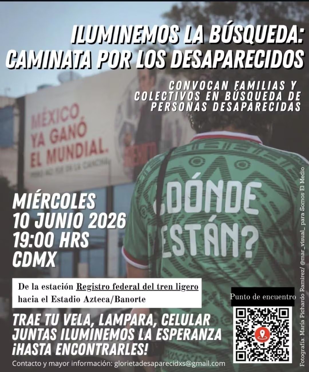 Desde la Glorieta de las personas desaparecidas han convocado realizar acciones en el Estadio Azteca la noche del 10 de junio.