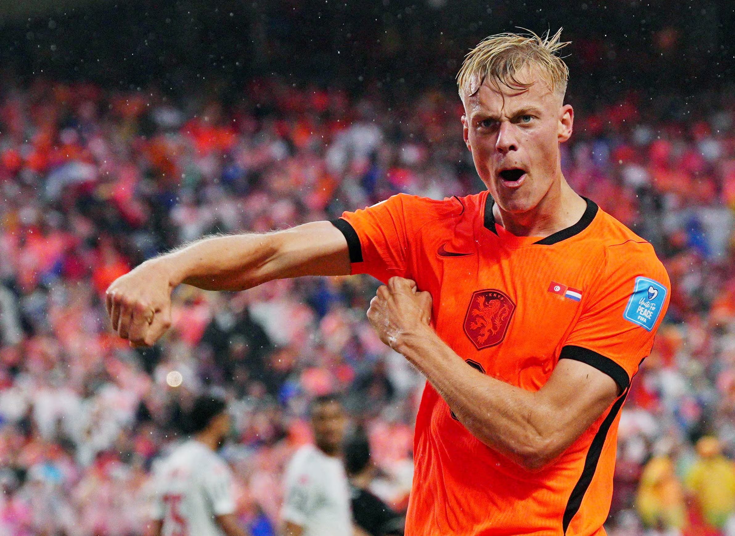 Fútbol - Copa del Mundo de la FIFA 2026 - Grupo F - Túnez contra Países Bajos - Estadio de Kansas City, Kansas City, Misuri, EEUU - 25 de junio de 2026. Jan Paul van Hecke, de Países Bajos, celebra el tercer gol de su equipo. IMAGN IMAGES vía Reuters/Jay Biggerstaff