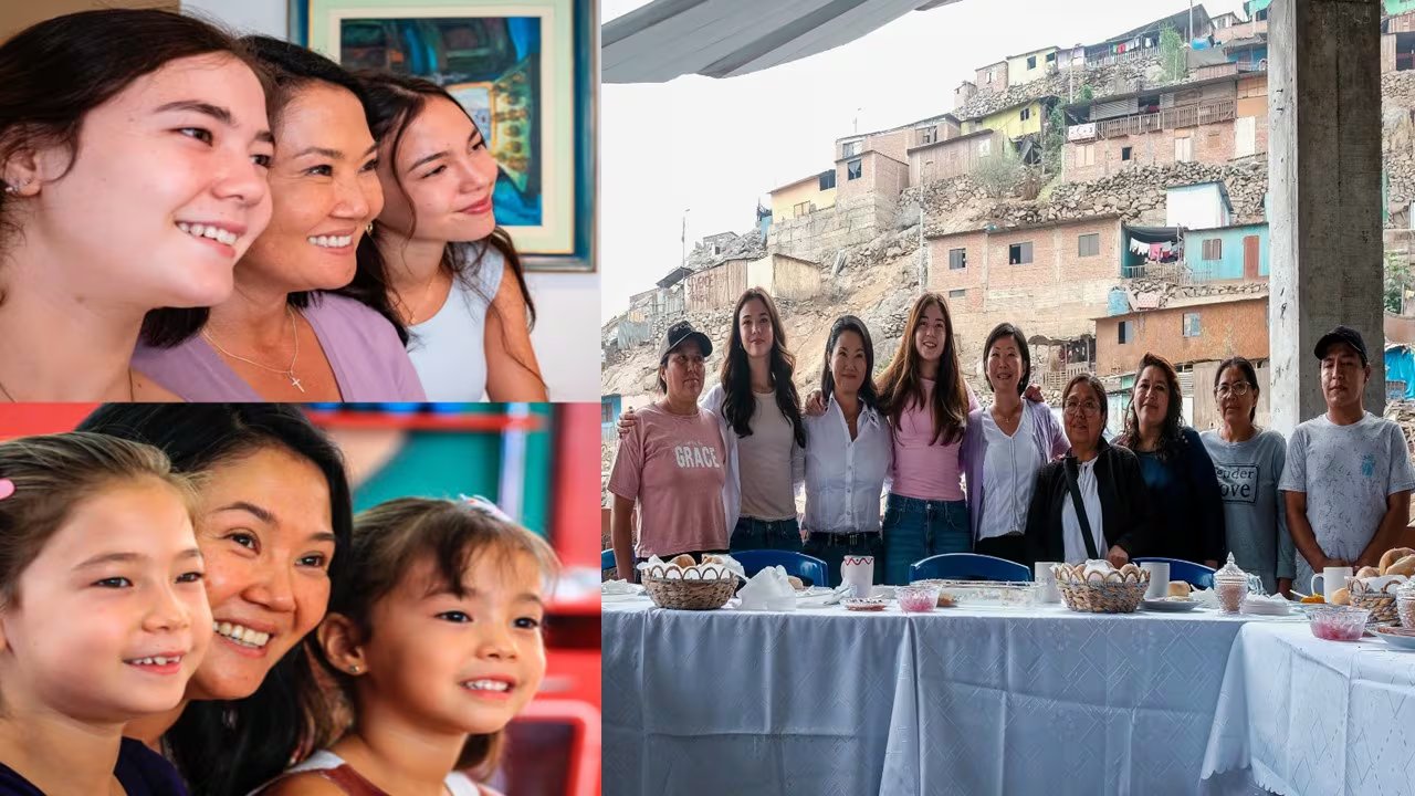 Miembros de la comunidad, incluyendo mujeres y niños, se reúnen con alegría en un evento que busca fortalecer lazos y promover el bienestar colectivo. (Keiko Sofia Fujimori Higuchi﻿ cuenta de Facebook)