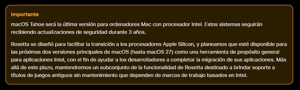 Apple anuncia el fin de las actualizaciones para los Mac que cuenten con procesadores Intel. (Apple)