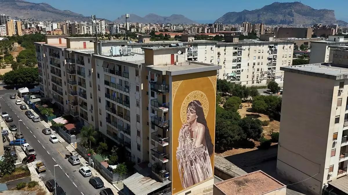 Mural de Rosalía en Palermo, Sicilia. (Vedi Palermo)