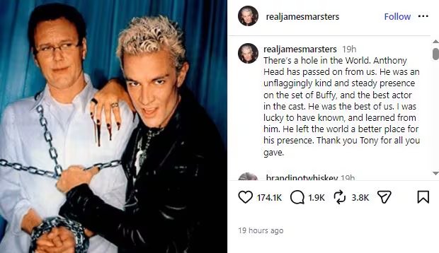 El actor que dio vida a Spike aseguró que Head era uno de los intérpretes más talentosos del elenco de Buffy. (Créditos: Instagram)
