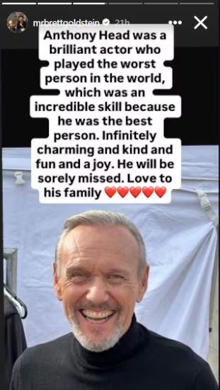 Brett Goldstein destacó el contraste entre los villanos que interpretaba Anthony Head y la amabilidad que demostraba en la vida real.(Créditos: Instagram)