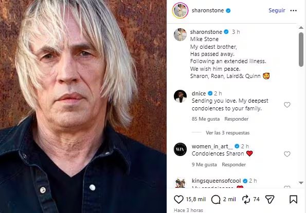 La actriz reveló el impacto de la reciente muerte de su hermano mayor, Mike Stone, quien falleció tras una larga enfermedad (Captura de Instagram)