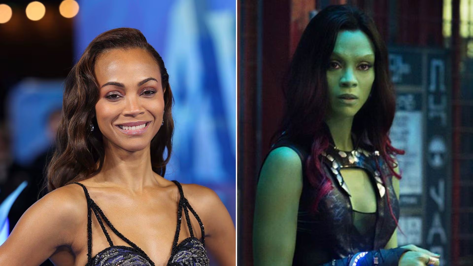 Zoe Saldaña pasó más de tres horas de maquillaje y prótesis para convertirse en Gamora en