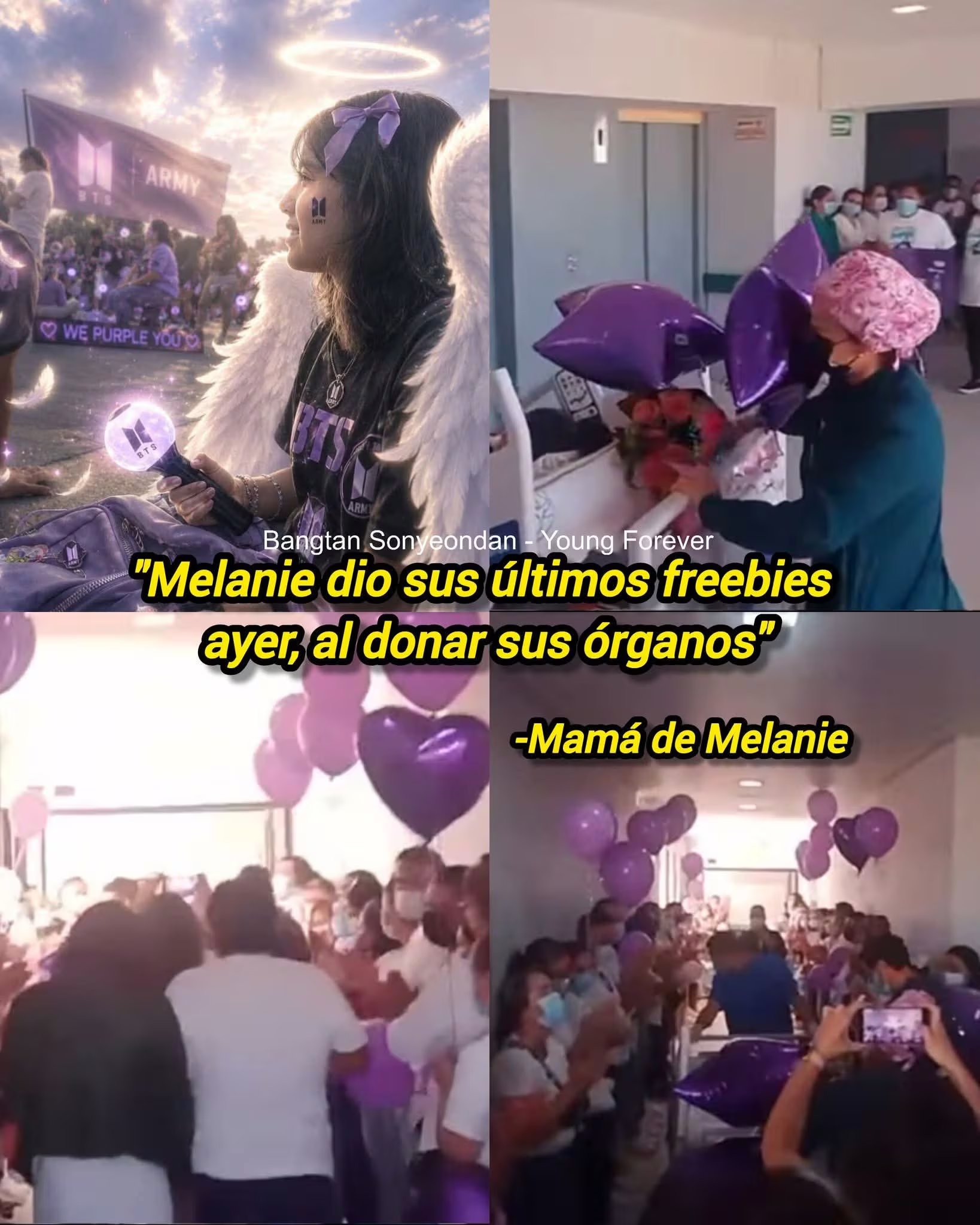 La joven fue aplaudida por su último acto. (Facebook: Bangtan Sonyeondan-Young Forever)
